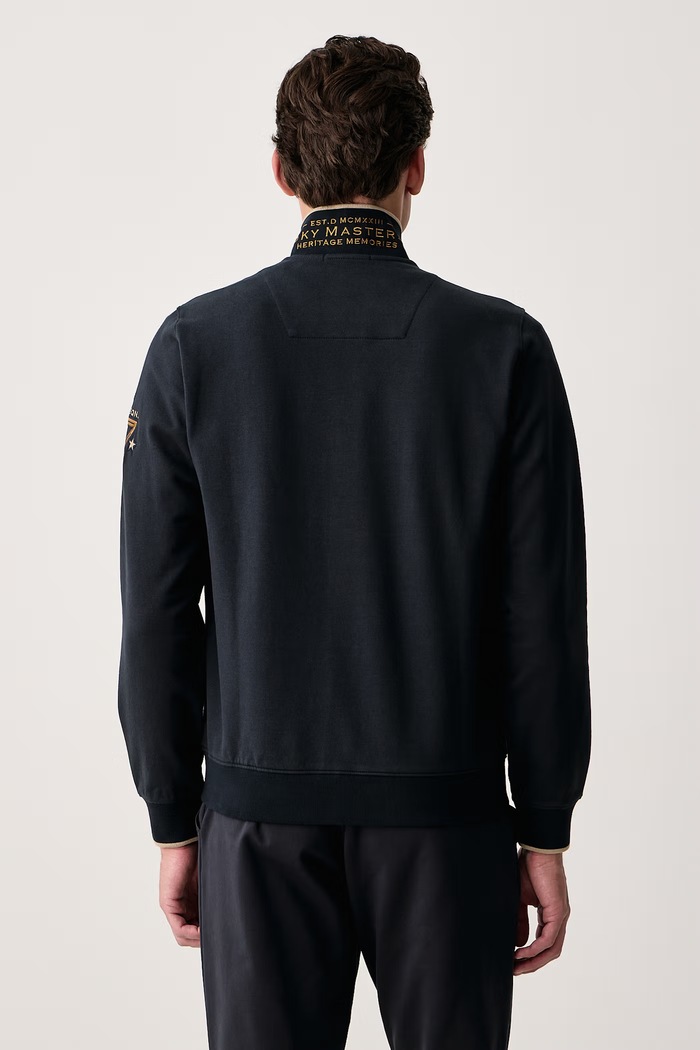 Odzież Aeronautica Militare Bluza rozpinana męska z bawełną FE2136UF00662 granatowy
