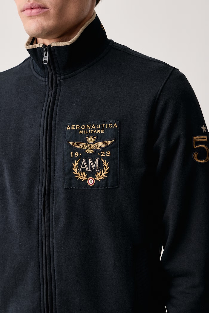 Bluza rozpinana męska z bawełną Aeronautica Militare FE2136UF00662 granatowy