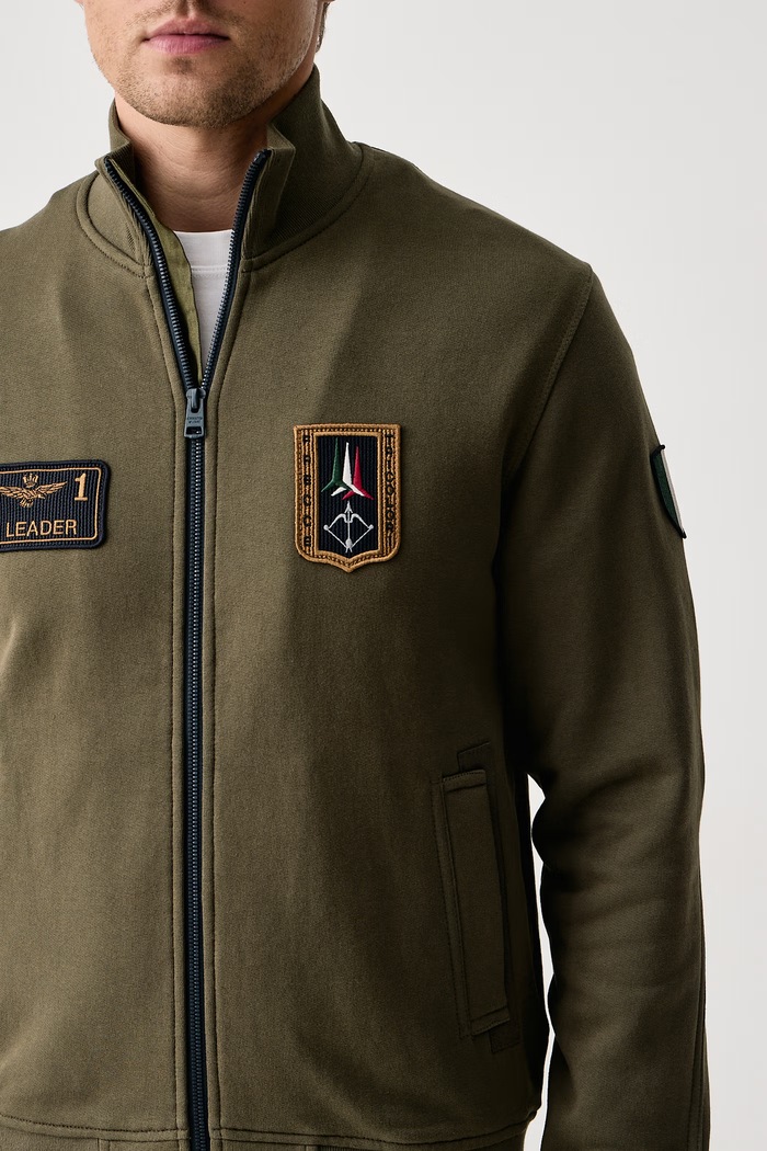 Bluza rozpinana męska bawełniana Aeronautica Militare FE2130UF00689 zielony