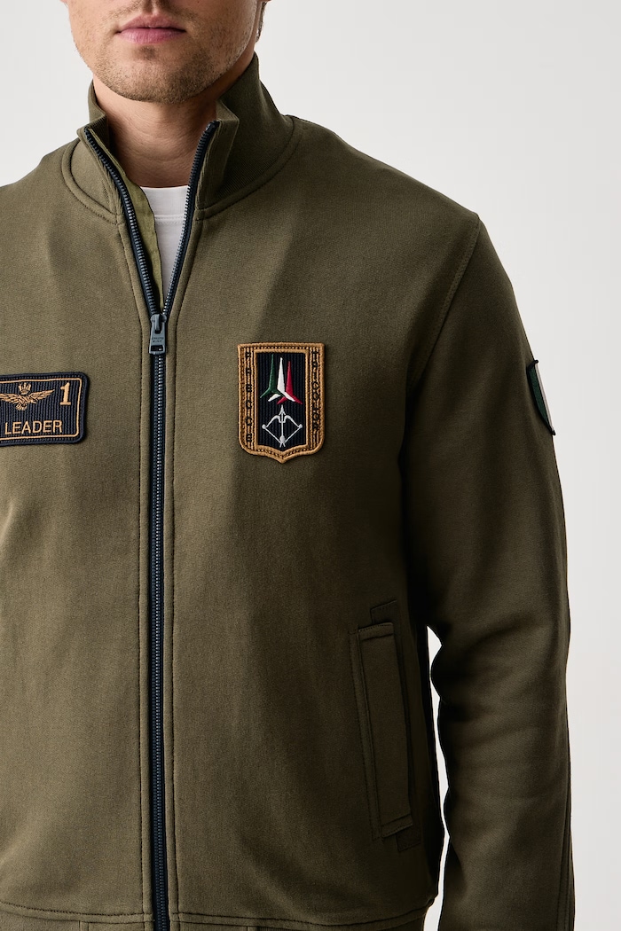 Bluza rozpinana męska bawełniana Aeronautica Militare FE2130UF00689 zielony