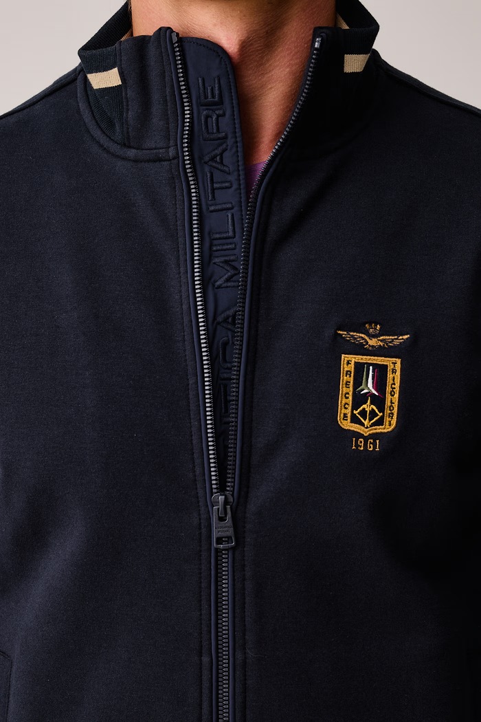 Bluza rozpinana męska bawełniana z elastanem Aeronautica Militare FE2089UF00662 granatowy