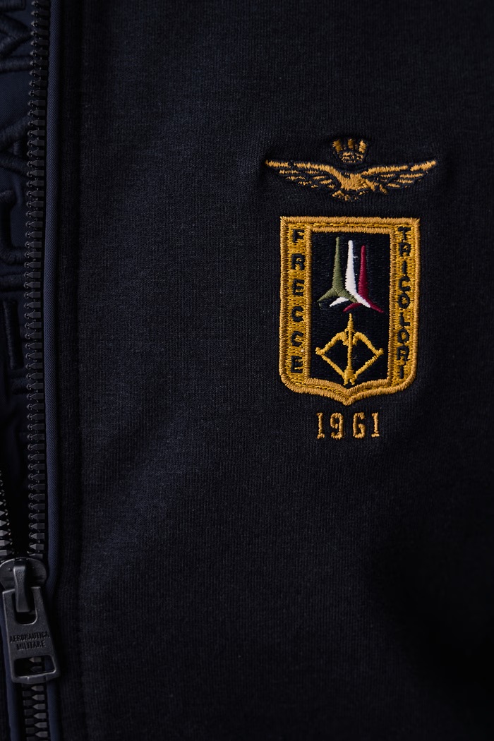 Bluza rozpinana męska bawełniana z elastanem Aeronautica Militare granatowy FE2089UF00662
