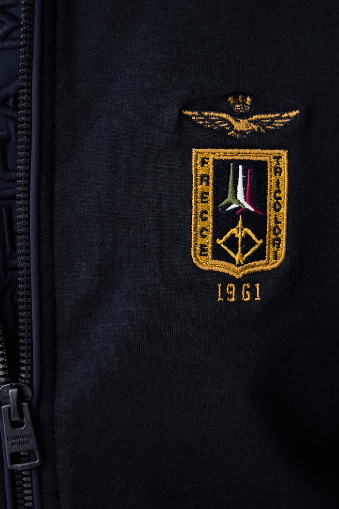 Cipzáras melegítőfelső férfi pamut elasztánnal Aeronautica Militare sötétkék FE2089UF00662