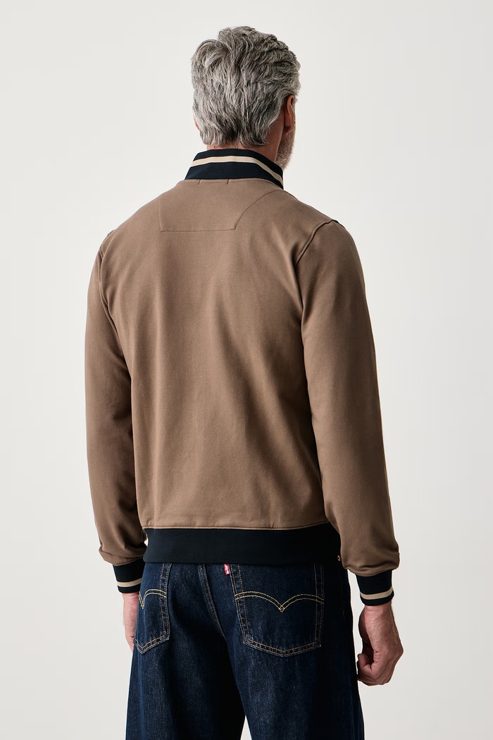Odzież Aeronautica Militare Bluza rozpinana męska bawełniana z elastanem FE2089UF00662 brązowy