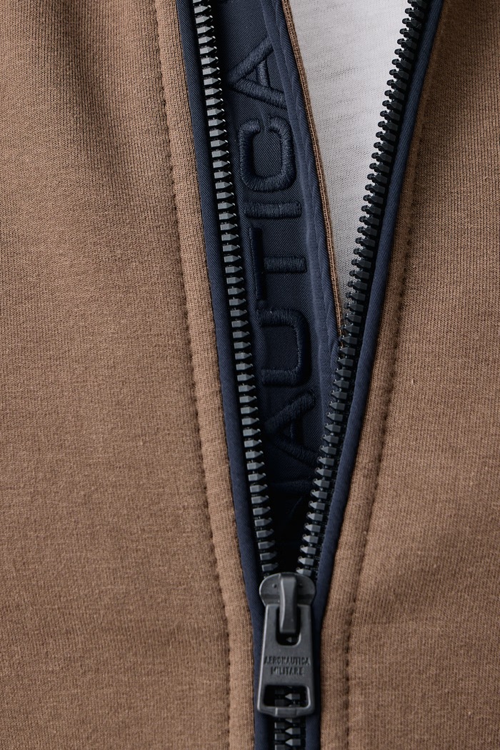 Bluza rozpinana męska bawełniana z elastanem Aeronautica Militare brązowy FE2089UF00662