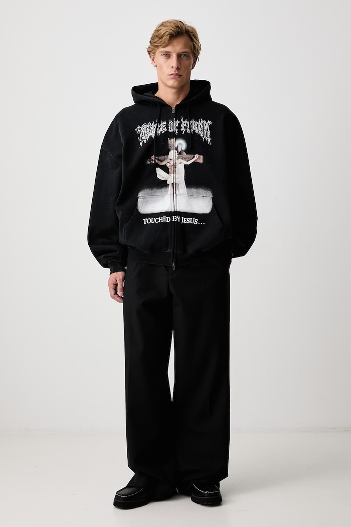 Vetements CoF Jesus bluza rozpinana z kapturem bawełniana męska MH27ZU208B czarny AW26