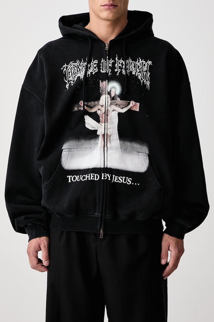 CoF Jesus bluza rozpinana z kapturem bawełniana męska Vetements czarny MH27ZU208B