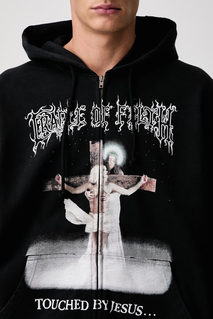 Vetements CoF Jesus bluza rozpinana z kapturem bawełniana męska MH27ZU208B