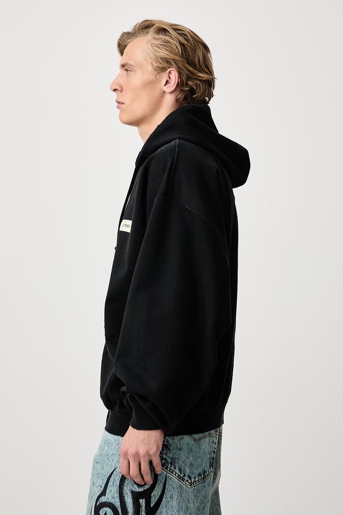 Scribbled Logo bluza rozpinana z kapturem bawełniana męska Vetements MH27ZU145B czarny