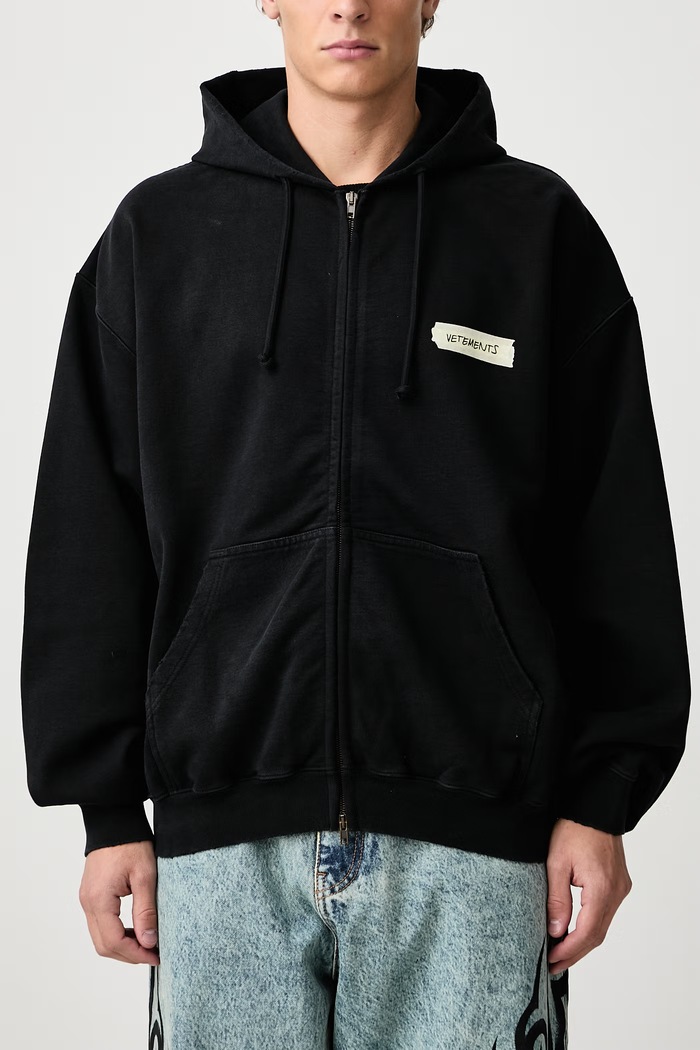 Scribbled Logo bluza rozpinana z kapturem bawełniana męska Vetements czarny MH27ZU145B
