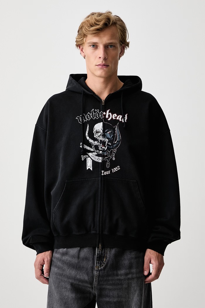 Vetements Vetements x Motorhead bluza rozpinana z kapturem bawełniana męska czarny MH27ZU241B