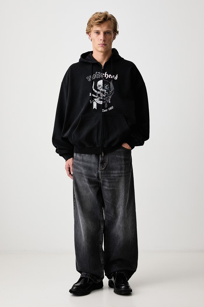 Vetements Vetements x Motorhead bluza rozpinana z kapturem bawełniana męska MH27ZU241B czarny AW26