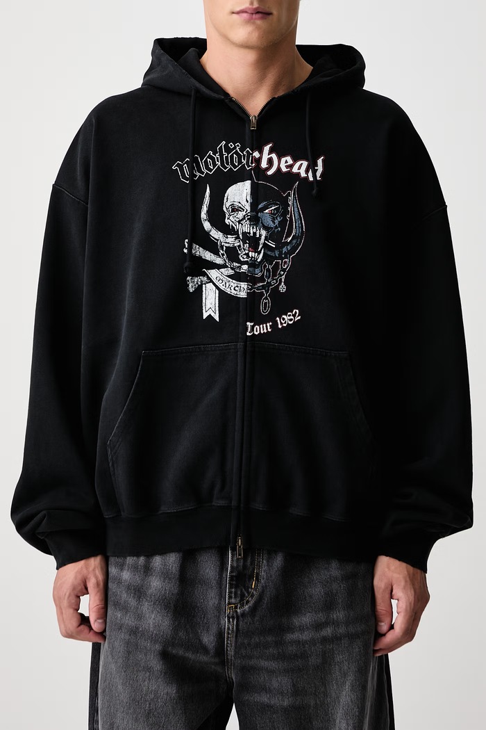 Vetements x Motorhead bluza rozpinana z kapturem bawełniana męska Vetements czarny MH27ZU241B