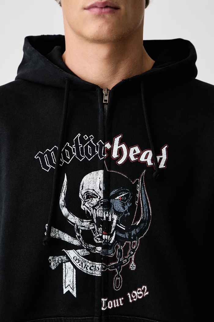Vetements Vetements x Motorhead bluza rozpinana z kapturem bawełniana męska MH27ZU241B