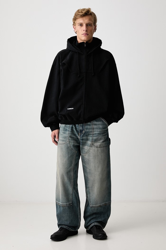 Vetements Upside-down bluza z kapturem męska z bawełną MH27ZU158B czarny AW26