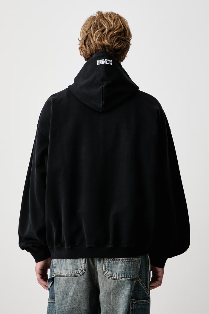 Odzież Vetements Upside-down bluza z kapturem męska z bawełną MH27ZU158B czarny
