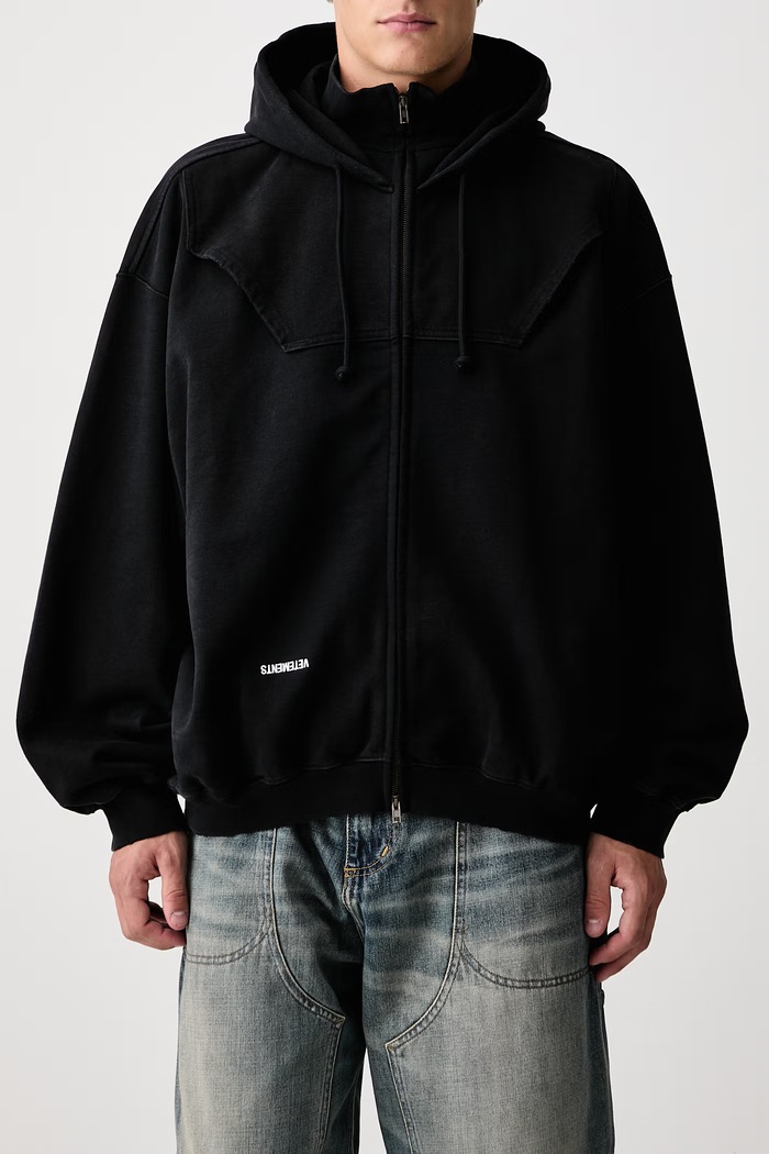 Upside-down bluza z kapturem męska z bawełną Vetements czarny MH27ZU158B