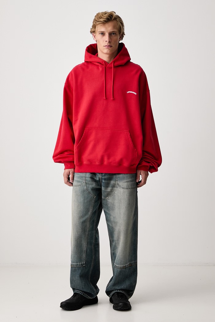 Vetements Lifeguard bluza z kapturem z bawełną męska MH27HD235R czerwony AW26