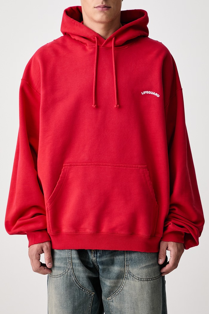 Lifeguard bluza z kapturem z bawełną męska Vetements czerwony MH27HD235R