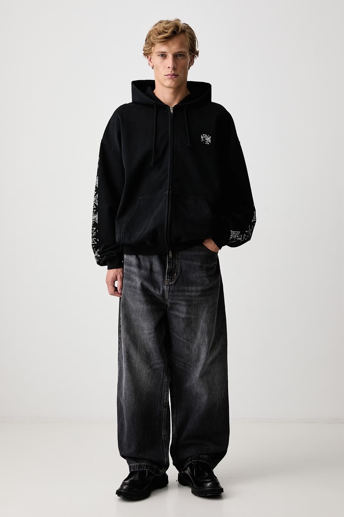 Vetements Biker Cross bluza rozpinana z kapturem bawełniana męska MH27ZU250B czarny AW26