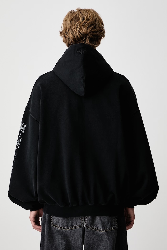 Odzież Vetements Biker Cross bluza rozpinana z kapturem bawełniana męska MH27ZU250B czarny