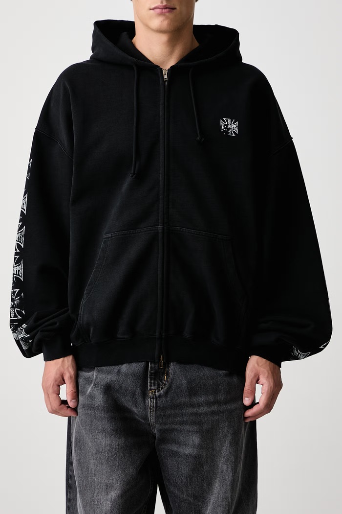Biker Cross bluza rozpinana z kapturem bawełniana męska Vetements czarny MH27ZU250B