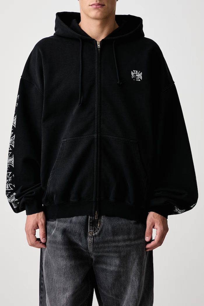 Biker Cross bluza rozpinana z kapturem bawełniana męska Vetements czarny MH27ZU250B