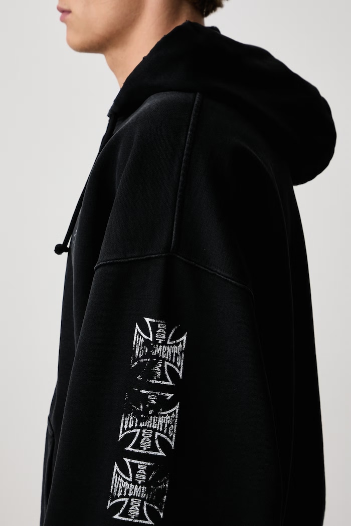 Vetements Biker Cross bluza rozpinana z kapturem bawełniana męska MH27ZU250B