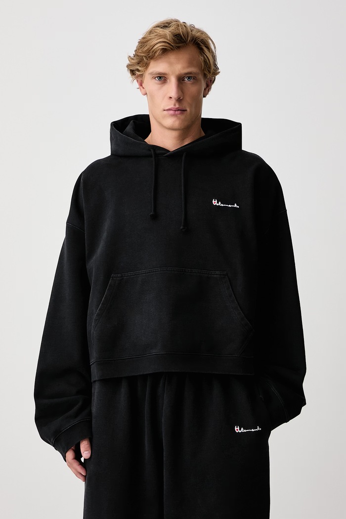 Vetements Athletic Logo bluza z kapturem bawełniana męska czarny MH27HD226B