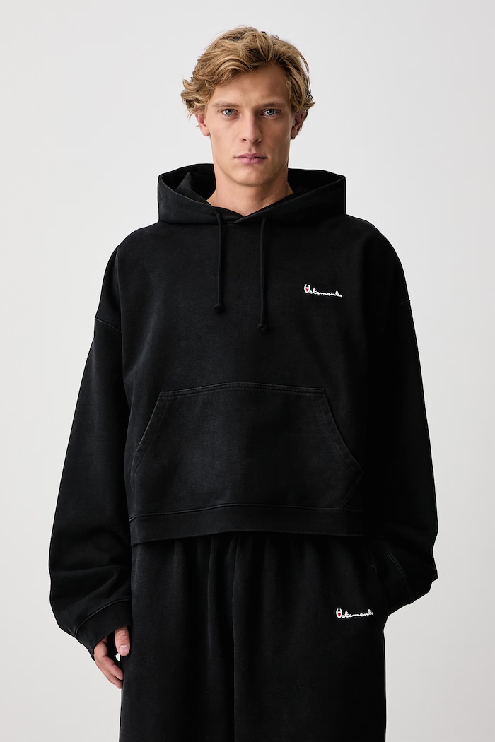 Vetements Athletic Logo bluza z kapturem bawełniana męska czarny MH27HD226B