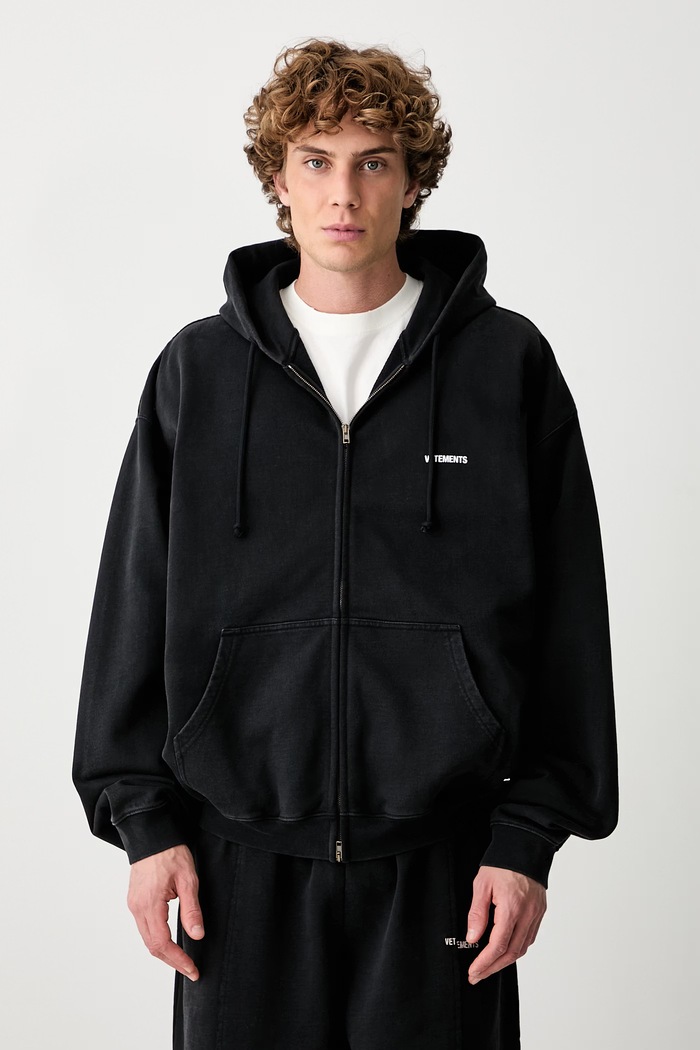 Vetements Classic Logo bluza z kapturem bawełniana męska czarny MH27ZU141B