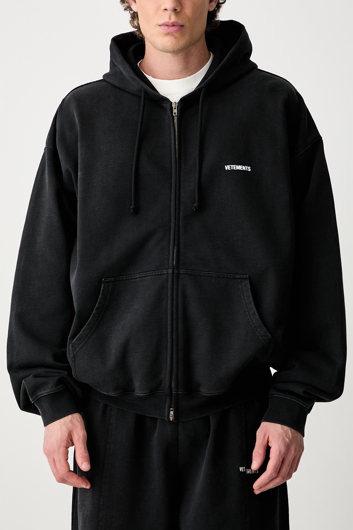 Vetements Classic Logo bluza z kapturem bawełniana męska MH27ZU141B czarny