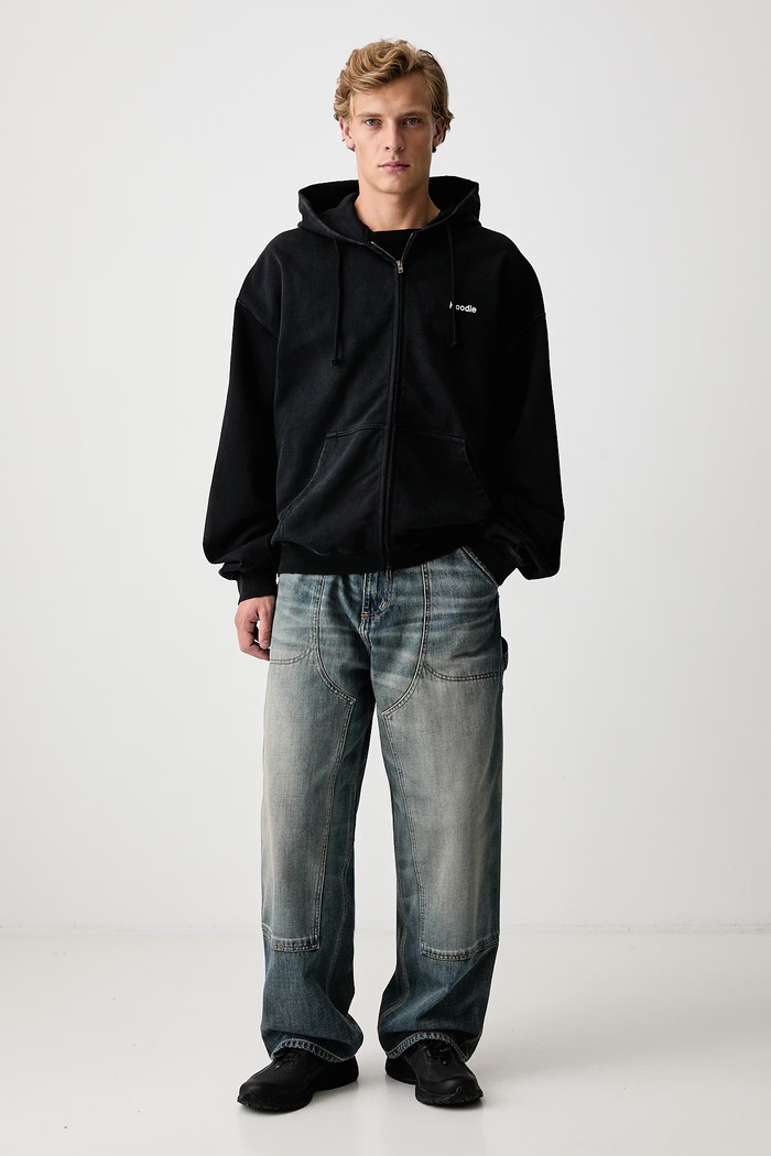Vetements Embroidered Definition bluza rozpinana z kapturem bawełniana męska MH27ZU222B czarny AW26