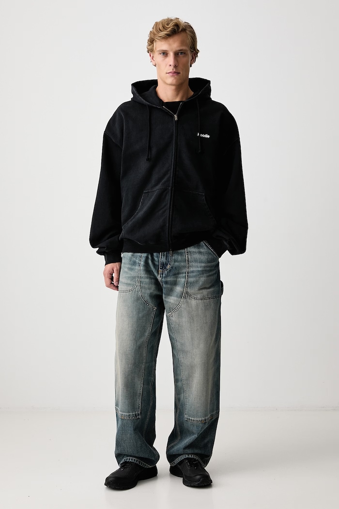 Vetements Embroidered Definition bluza rozpinana z kapturem bawełniana męska MH27ZU222B czarny AW26