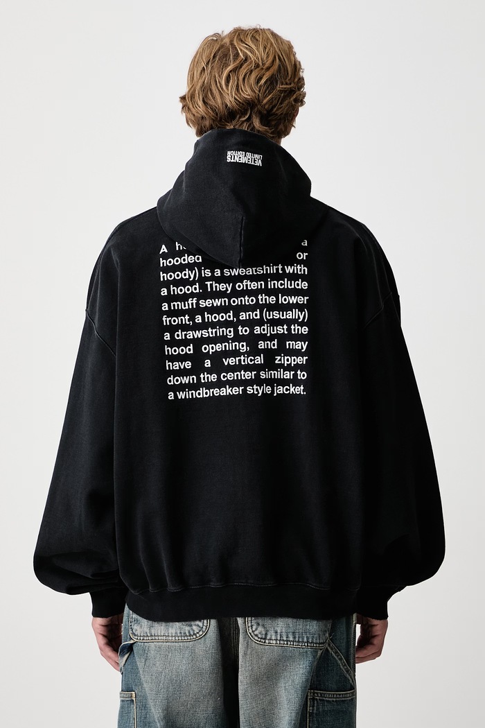 Odzież Vetements Embroidered Definition bluza rozpinana z kapturem bawełniana męska MH27ZU222B czarny
