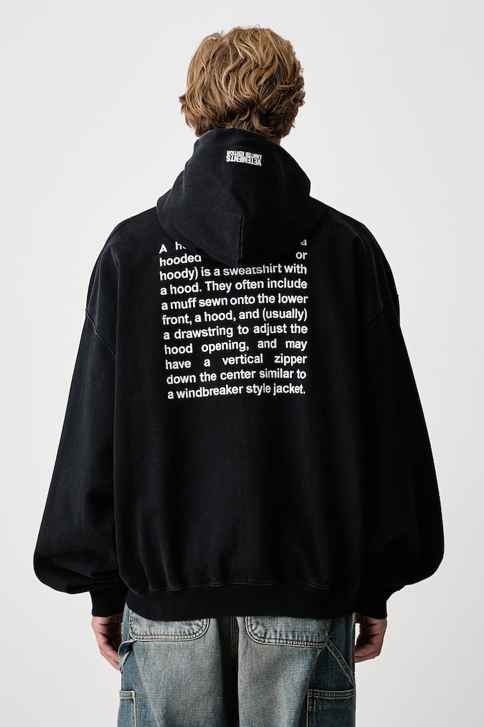 Odzież Vetements Embroidered Definition bluza rozpinana z kapturem bawełniana męska MH27ZU222B czarny