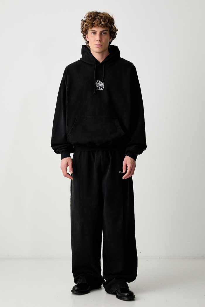 Vetements Biker Cross Logo bluza z kapturem bawełniana męska MH27HD193B czarny AW26