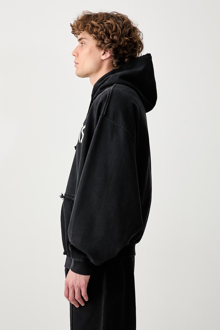 Vetements Tape Logo bluza z kapturem bawełniana męska czarny MH27HD149B