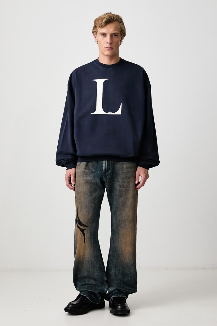 Vetements L-esbian bluza męska z bawełną MH27CN181N granatowy AW26