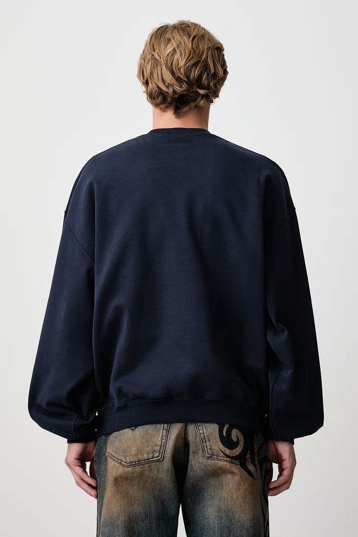 Odzież Vetements L-esbian bluza męska z bawełną MH27CN181N granatowy
