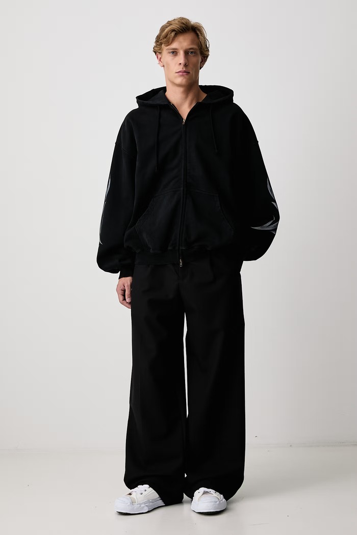Vetements Graffiti Tribal bluza rozpinana z kapturem bawełniana męska MH27ZU154B czarny AW26