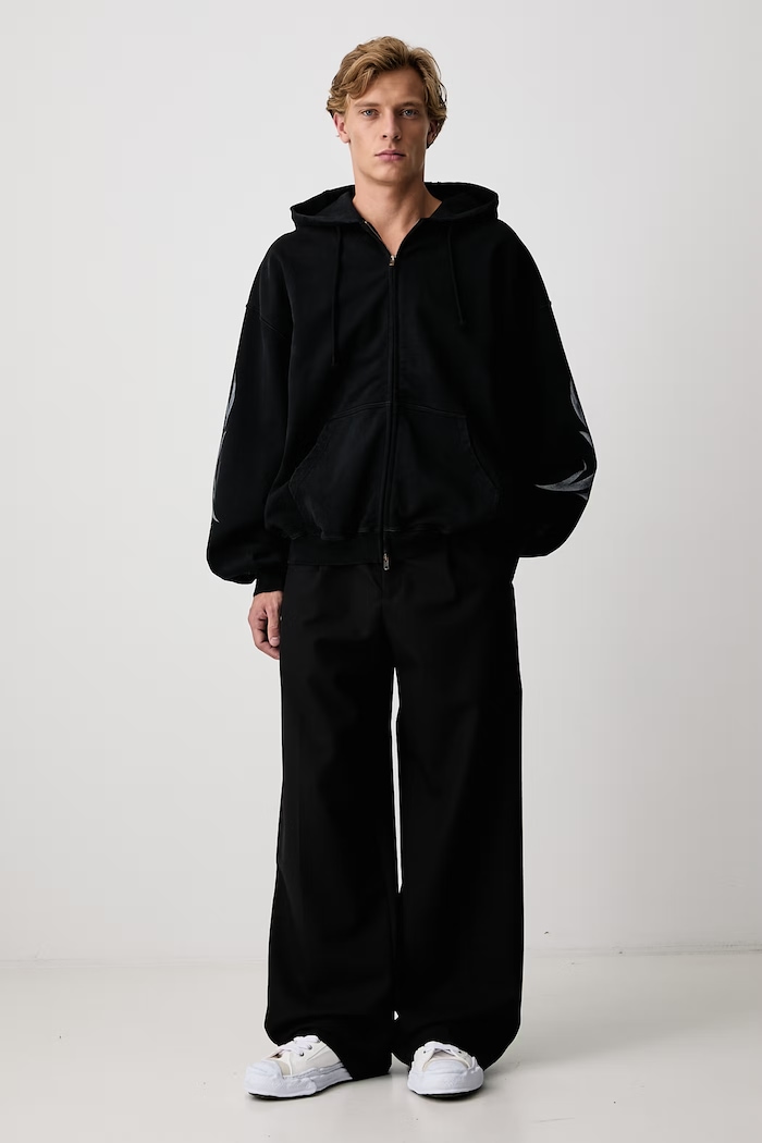 Vetements Graffiti Tribal bluza rozpinana z kapturem bawełniana męska MH27ZU154B czarny AW26