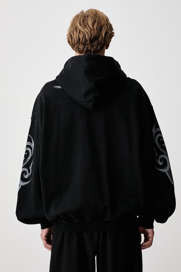 Odzież Vetements Graffiti Tribal bluza rozpinana z kapturem bawełniana męska MH27ZU154B czarny