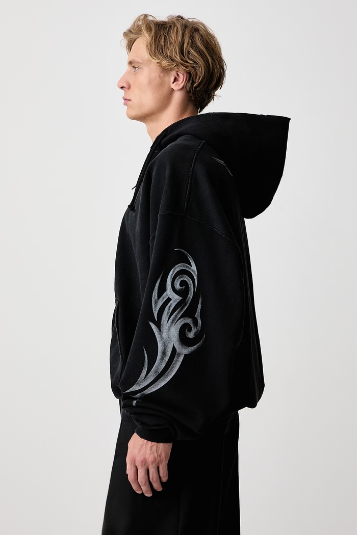 Graffiti Tribal bluza rozpinana z kapturem bawełniana męska Vetements MH27ZU154B czarny