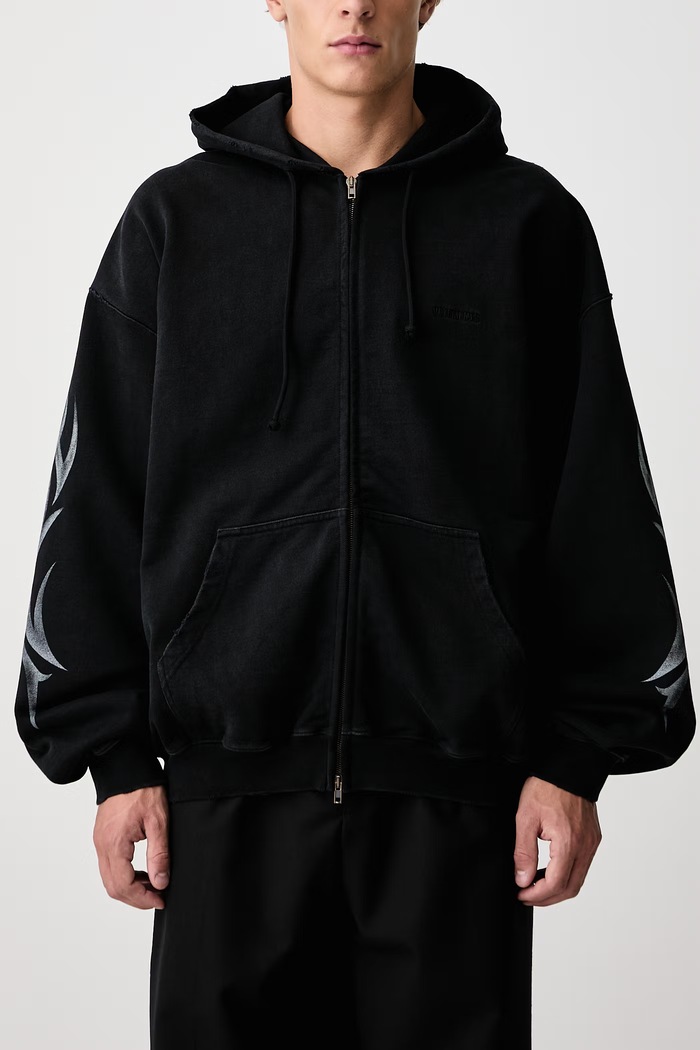 Graffiti Tribal bluza rozpinana z kapturem bawełniana męska Vetements czarny MH27ZU154B