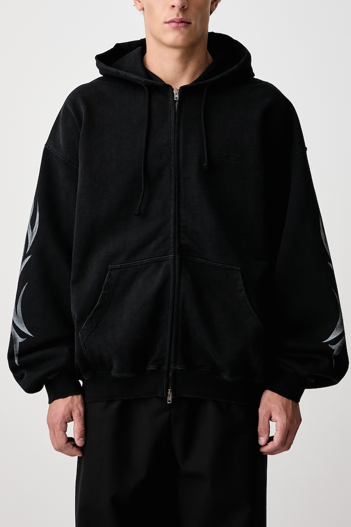 Graffiti Tribal bluza rozpinana z kapturem bawełniana męska Vetements czarny MH27ZU154B
