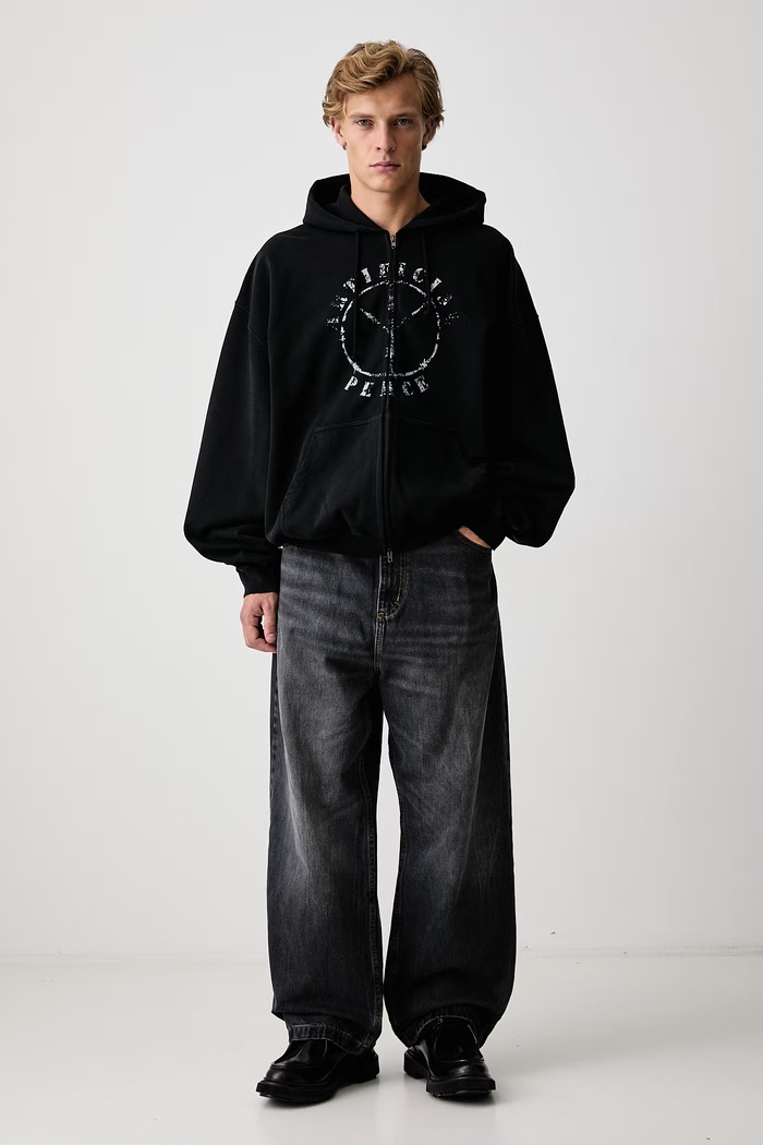 Vetements Artificial Peace bluza rozpinana z kapturem bawełniana męska MH27ZU190B czarny AW26