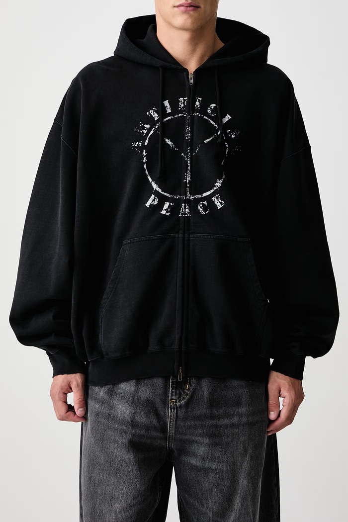 Artificial Peace bluza rozpinana z kapturem bawełniana męska Vetements czarny MH27ZU190B