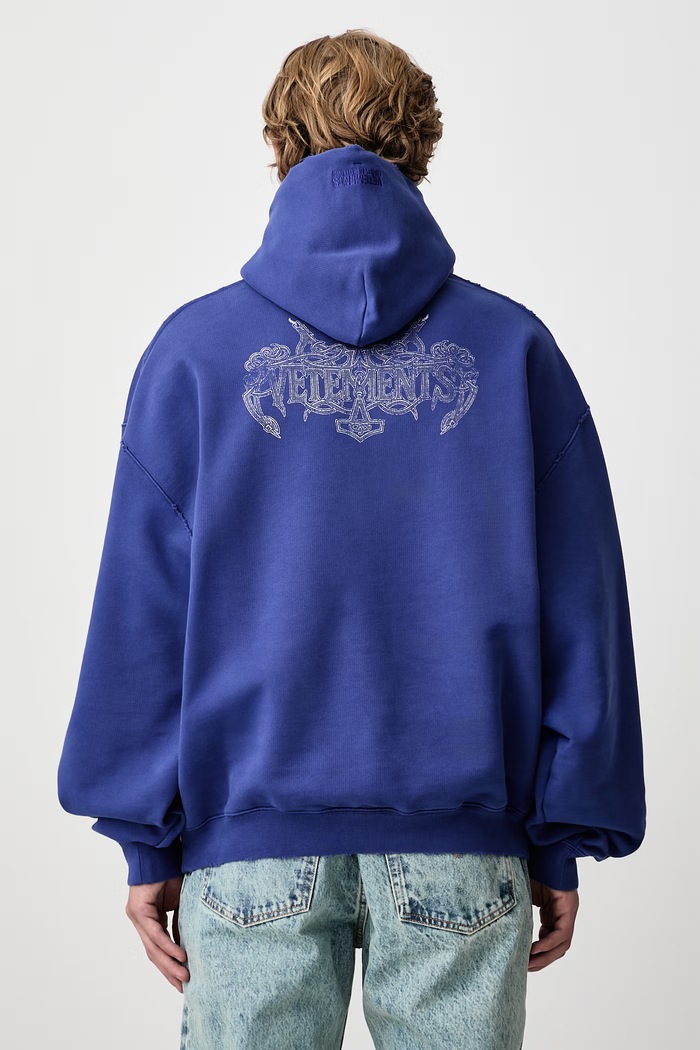 Odzież Vetements Antihate bluza z kapturem z bawełną męska MH27HD199BL niebieski
