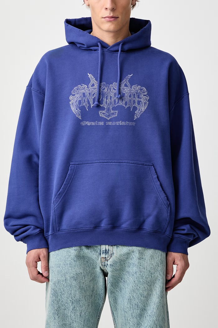 Antihate bluza z kapturem z bawełną męska Vetements niebieski MH27HD199BL